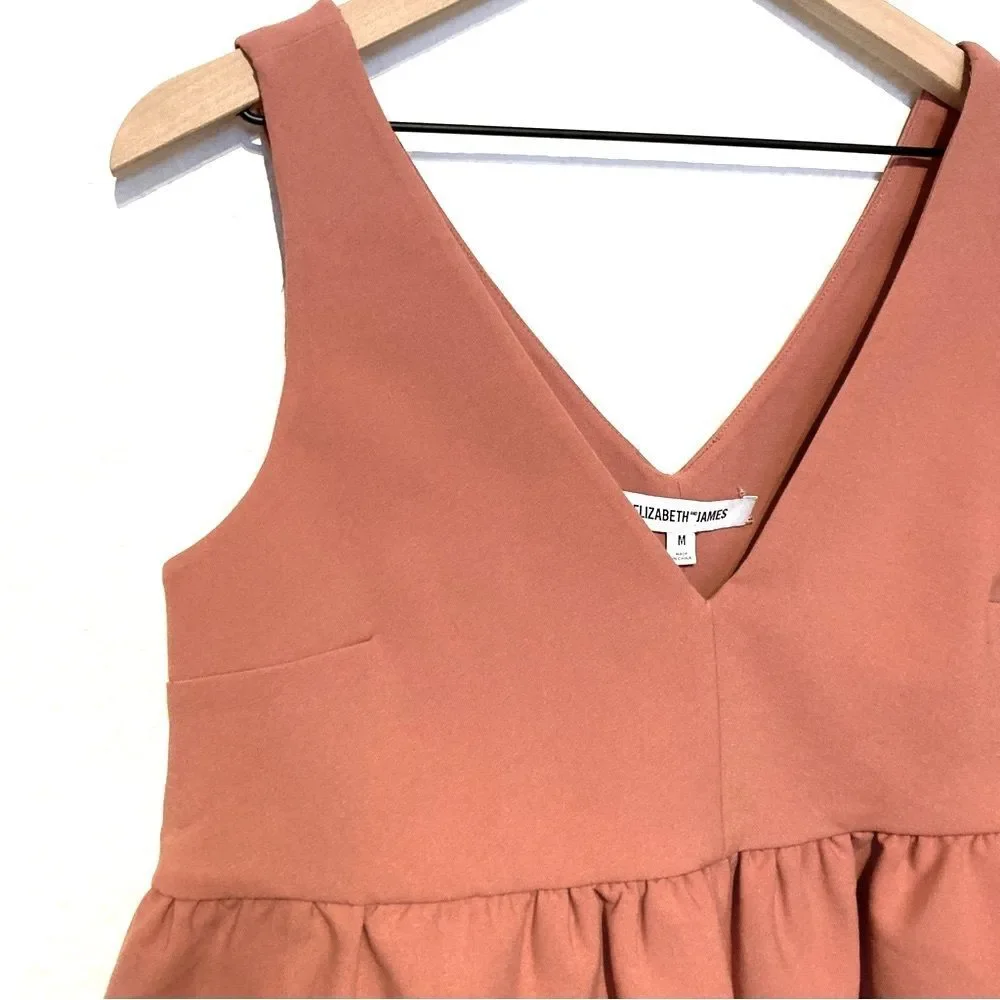 Elizabeth and James Peplum Crop Top Structured Medium Dusty Rose